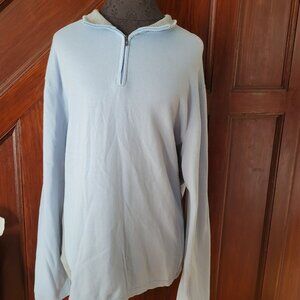 DKNY Jeans Light Blue 100% Cotton Mens Quarter-Zip Pullover Sweater Size Large